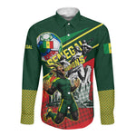 Custom Senegal Champions Football 2026 Long Sleeve Button Shirt Teranga Lions G.O.A.T Mascot - African Renaissance Monument