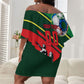 Custom Senegal Champions Football 2026 Off Shoulder Short Dress Teranga Lions G.O.A.T Mascot - African Renaissance Monument