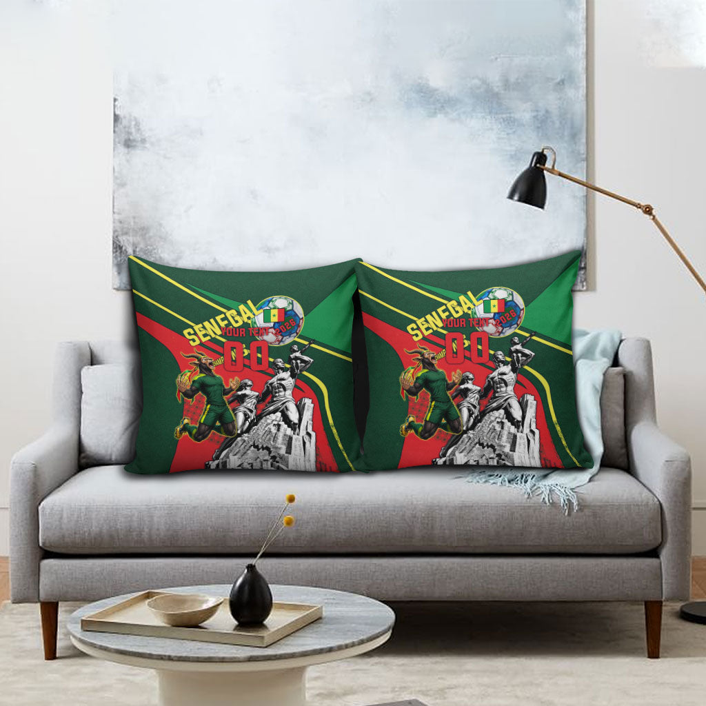 Custom Senegal Champions Football 2026 Pillow Cover Teranga Lions G.O.A.T Mascot - African Renaissance Monument