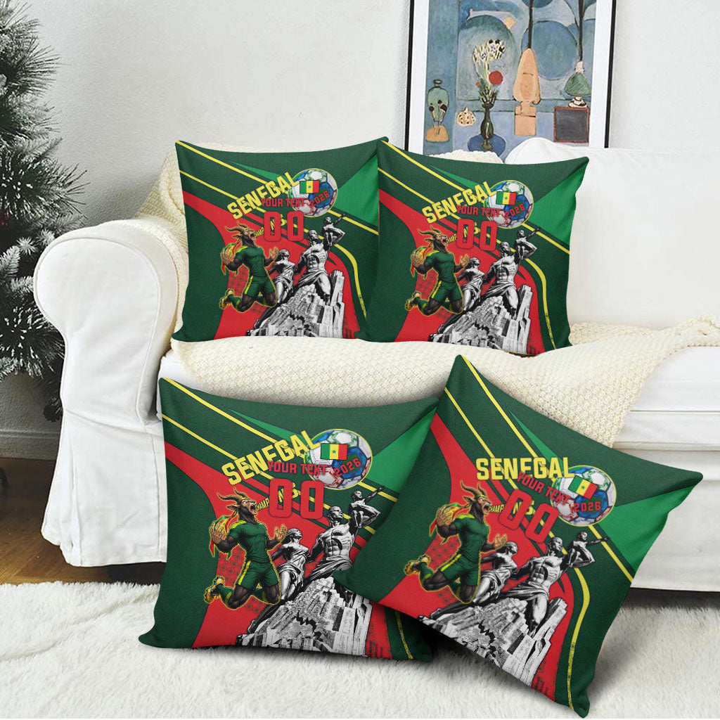 Custom Senegal Champions Football 2026 Pillow Cover Teranga Lions G.O.A.T Mascot - African Renaissance Monument