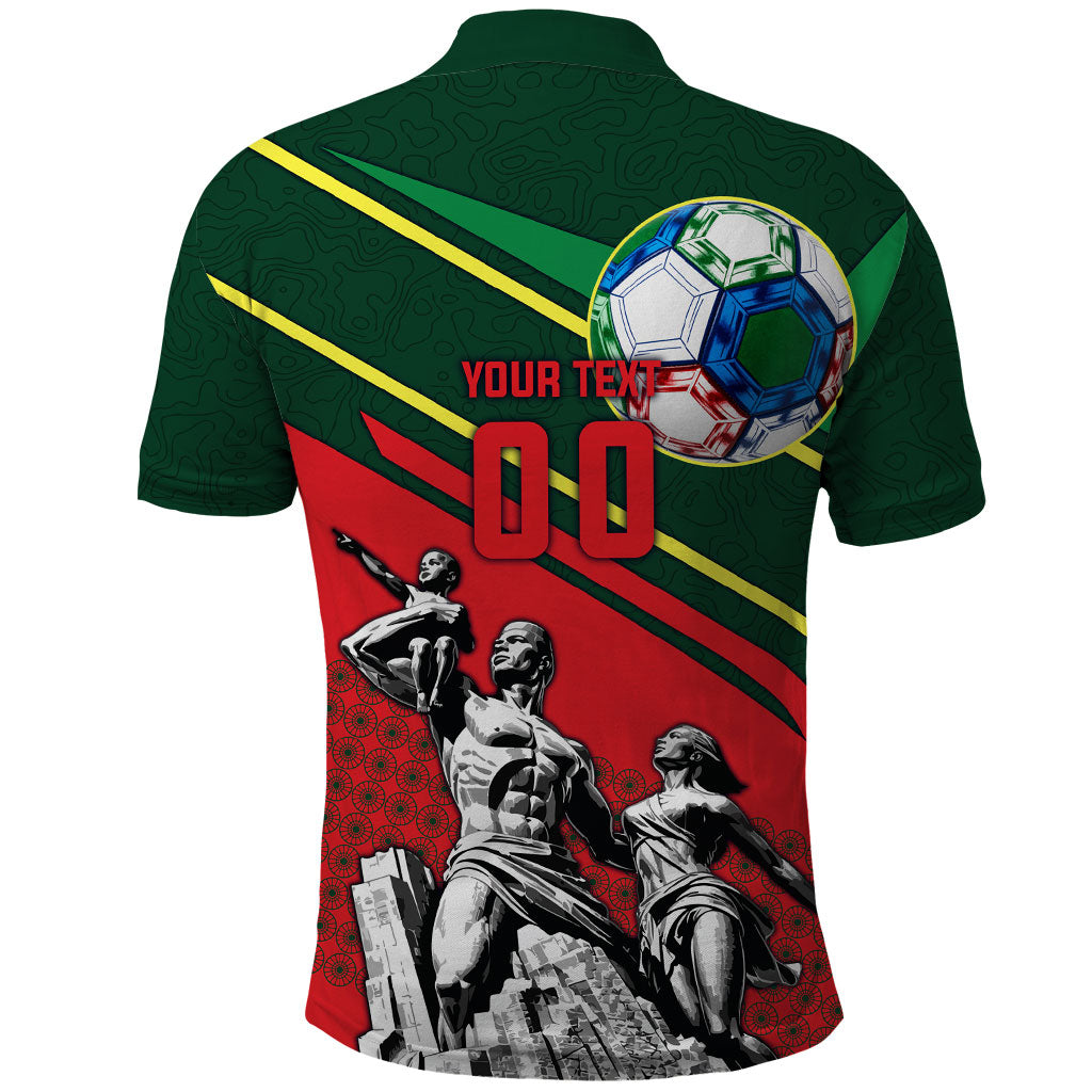 Custom Senegal Champions Football 2026 Polo Shirt Teranga Lions G.O.A.T Mascot - African Renaissance Monument