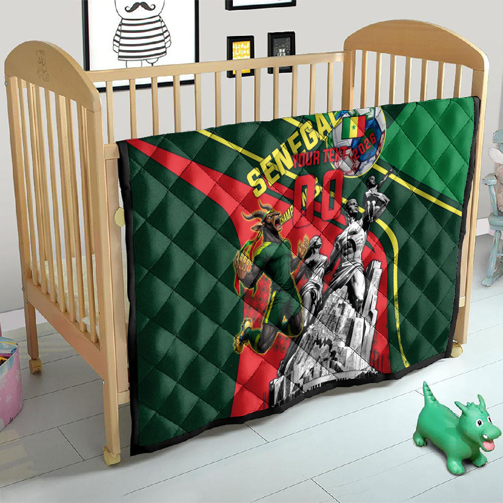 Custom Senegal Champions Football 2026 Quilt Teranga Lions G.O.A.T Mascot - African Renaissance Monument