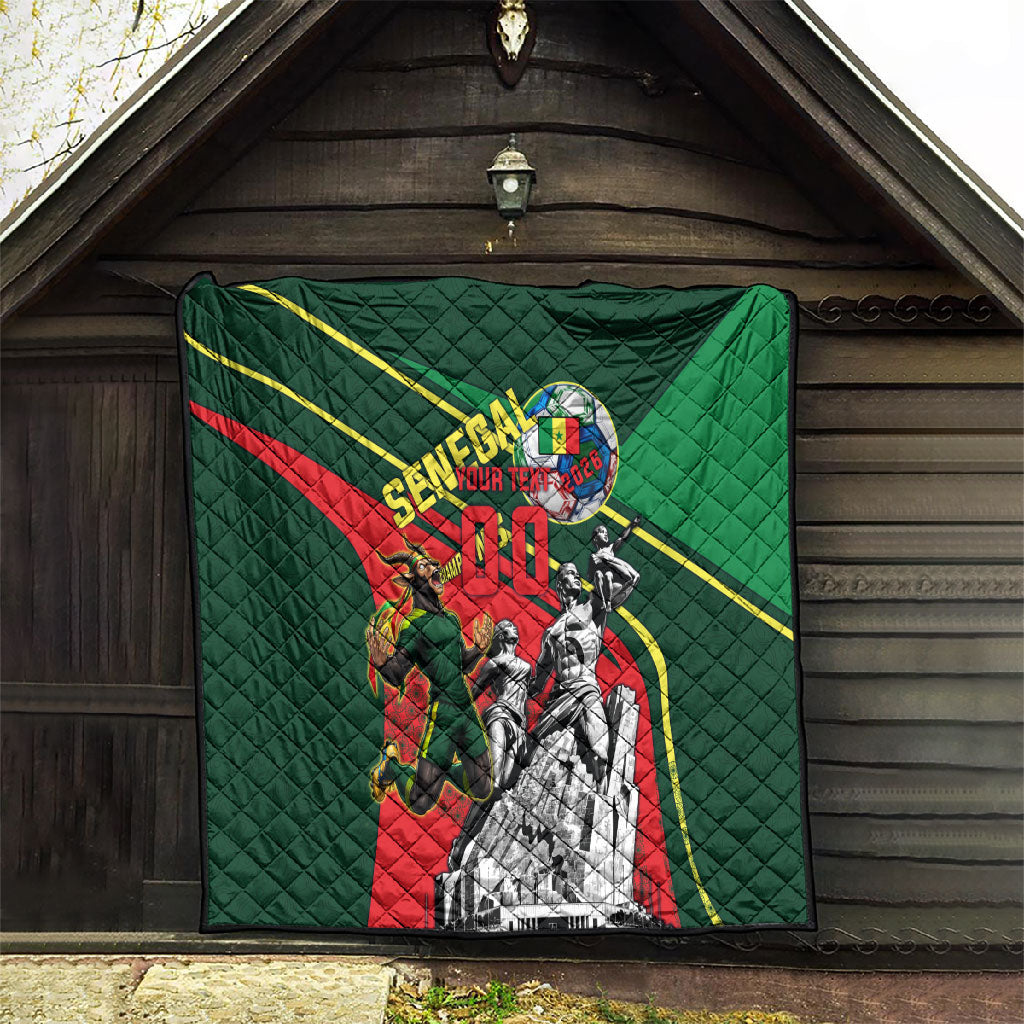 Custom Senegal Champions Football 2026 Quilt Teranga Lions G.O.A.T Mascot - African Renaissance Monument