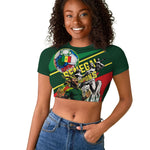 Custom Senegal Champions Football 2026 Raglan Cropped T shirt Teranga Lions G.O.A.T Mascot - African Renaissance Monument