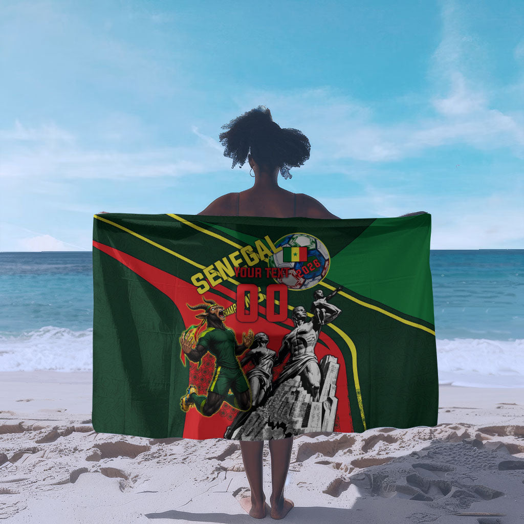 Custom Senegal Champions Football 2026 Sarong Teranga Lions G.O.A.T Mascot - African Renaissance Monument