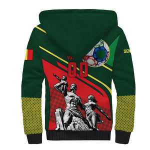 Custom Senegal Champions Football 2026 Sherpa Hoodie Teranga Lions G.O.A.T Mascot - African Renaissance Monument