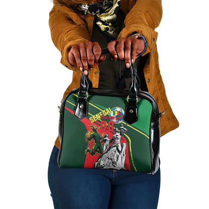 Custom Senegal Champions Football 2026 Shoulder Handbag Teranga Lions G.O.A.T Mascot - African Renaissance Monument