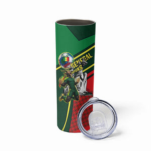 Custom Senegal Champions Football 2026 Skinny Tumbler Teranga Lions G.O.A.T Mascot - African Renaissance Monument