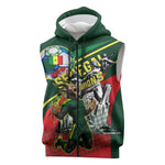 Custom Senegal Champions Football 2026 Sleeveless Zip Hoodie Teranga Lions G.O.A.T Mascot - African Renaissance Monument