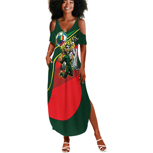 Custom Senegal Champions Football 2026 Summer Maxi Dress Teranga Lions G.O.A.T Mascot - African Renaissance Monument