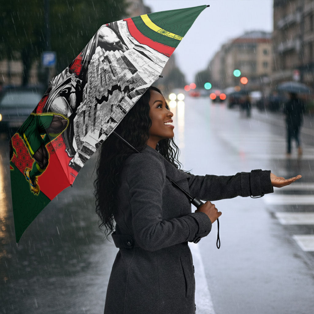 Custom Senegal Champions Football 2026 Umbrella Teranga Lions G.O.A.T Mascot - African Renaissance Monument