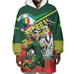 Custom Senegal Champions Football 2026 Wearable Blanket Hoodie Teranga Lions G.O.A.T Mascot - African Renaissance Monument