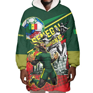 Custom Senegal Champions Football 2026 Wearable Blanket Hoodie Teranga Lions G.O.A.T Mascot - African Renaissance Monument