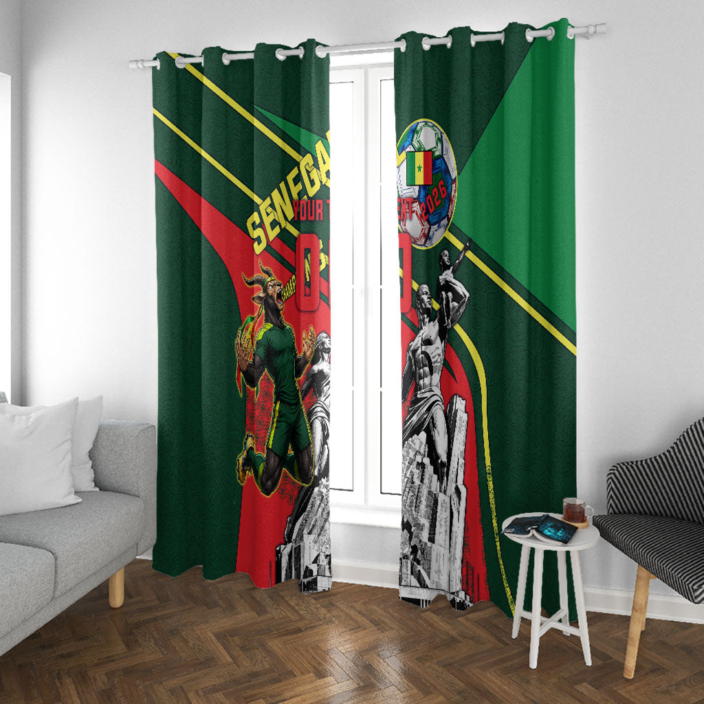 Custom Senegal Champions Football 2026 Window Curtain Teranga Lions G.O.A.T Mascot - African Renaissance Monument