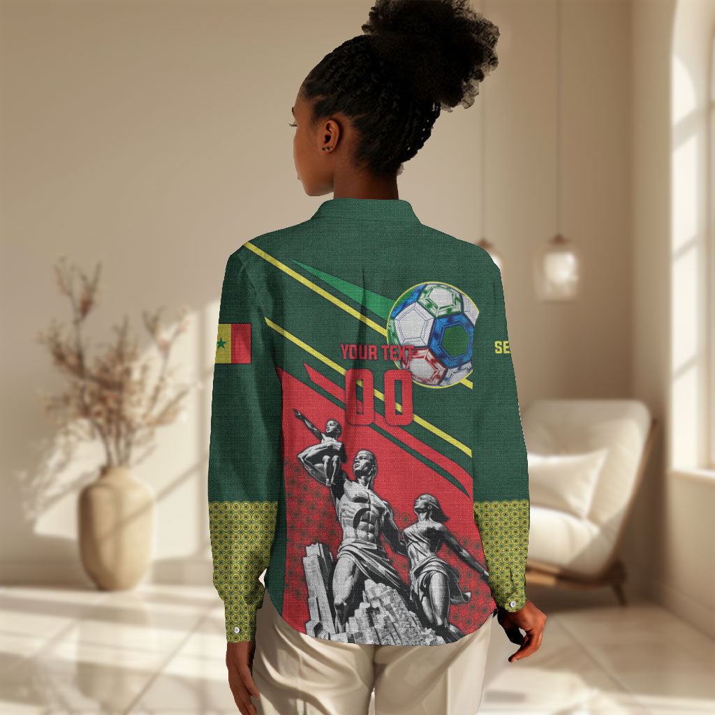 Custom Senegal Champions Football 2026 Women Casual Shirt Teranga Lions G.O.A.T Mascot - African Renaissance Monument