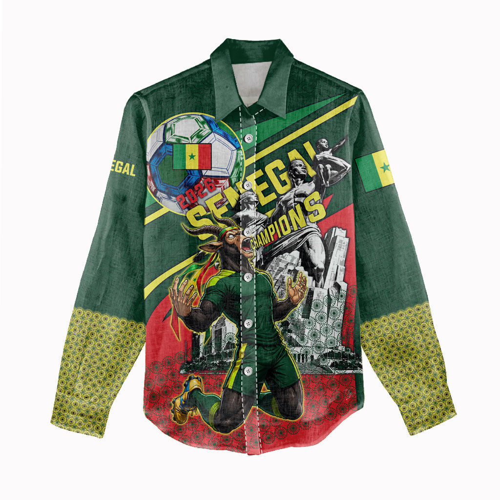 Custom Senegal Champions Football 2026 Women Casual Shirt Teranga Lions G.O.A.T Mascot - African Renaissance Monument