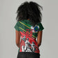 Custom Senegal Champions Football 2026 Women V-Neck T-Shirt Teranga Lions G.O.A.T Mascot - African Renaissance Monument