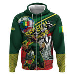 Custom Senegal Champions Football 2026 Zip Hoodie Teranga Lions G.O.A.T Mascot - African Renaissance Monument