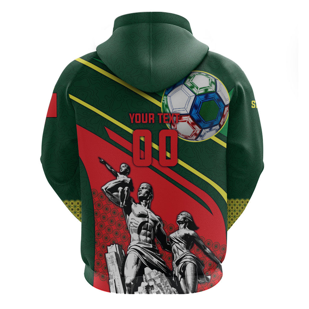 Custom Senegal Champions Football 2026 Zip Hoodie Teranga Lions G.O.A.T Mascot - African Renaissance Monument