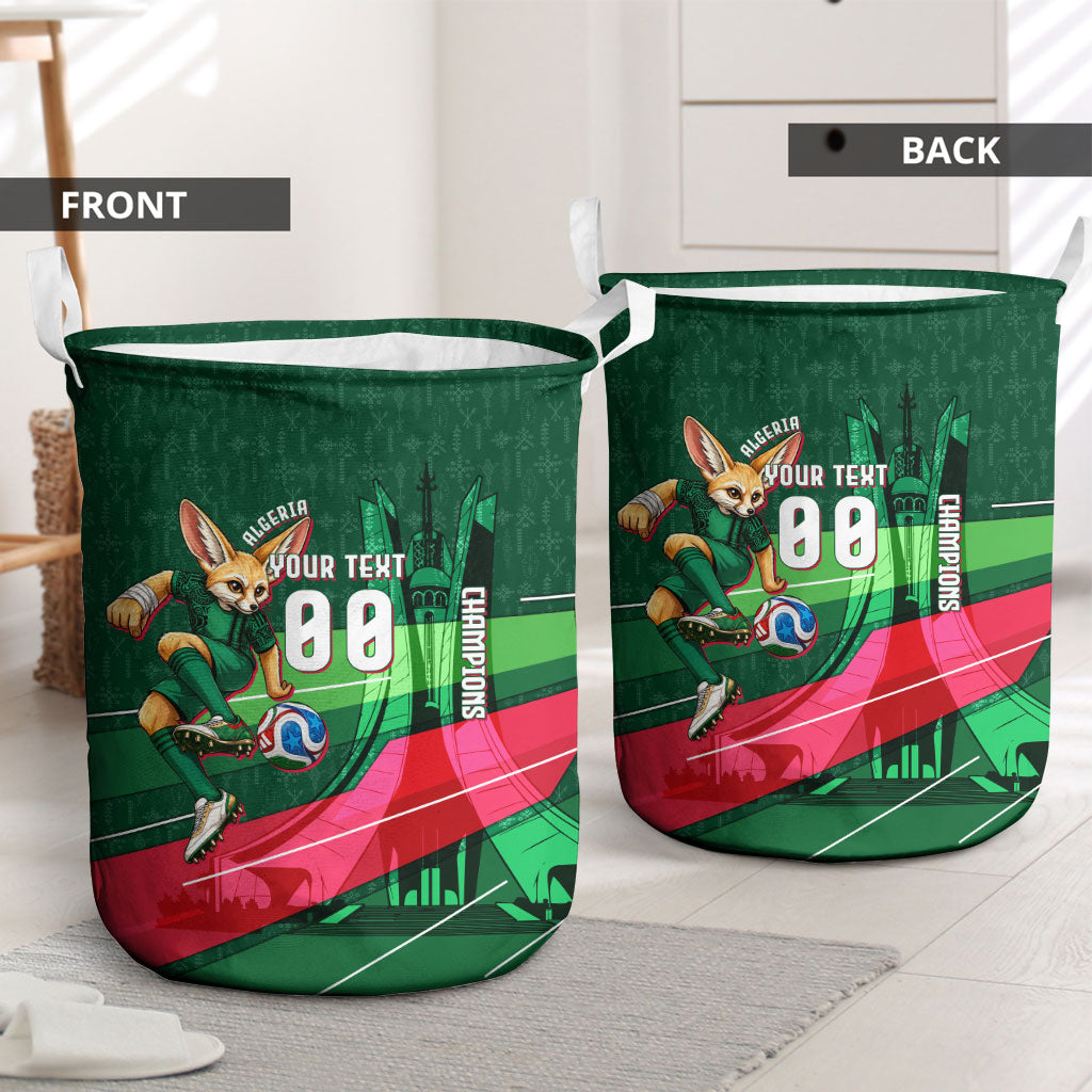 Personalized Algeria Football Champions Laundry Basket Fennec Fox Mascot - Algiers Martyrs Memorial