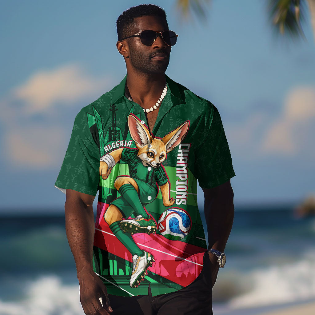 Personalized Algeria Football Champions Hawaiian Shirt Fennec Fox Mascot - Algiers Martyrs Memorial