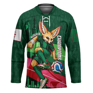 Personalized Algeria Football Champions Hockey Jersey Fennec Fox Mascot - Algiers Martyrs Memorial