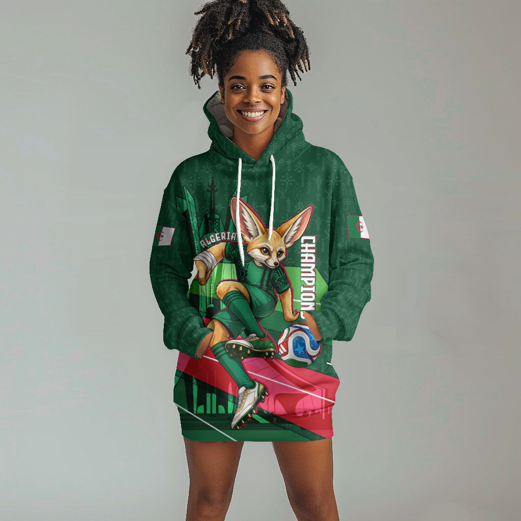 Personalized Algeria Football Champions Hoodie Dress Fennec Fox Mascot - Algiers Martyrs Memorial