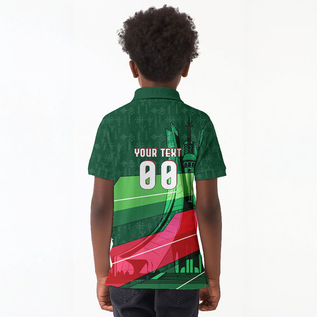 Personalized Algeria Football Champions Kid Polo Shirt Fennec Fox Mascot - Algiers Martyrs Memorial