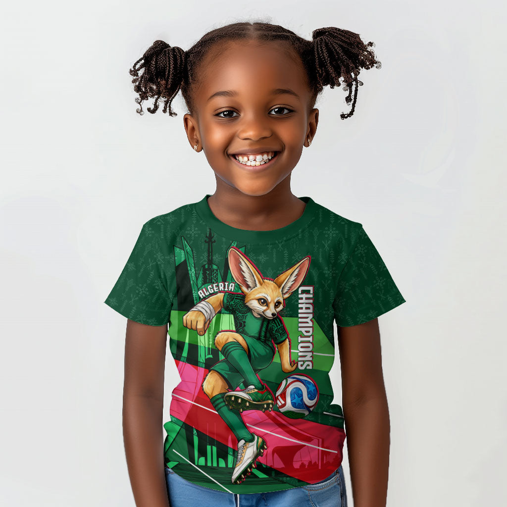 Personalized Algeria Football Champions Kid T shirt Fennec Fox Mascot - Algiers Martyrs Memorial