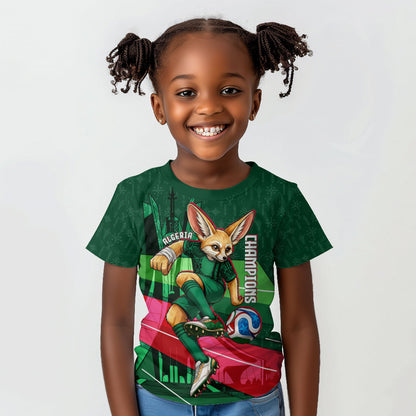Personalized Algeria Football Champions Kid T shirt Fennec Fox Mascot - Algiers Martyrs Memorial