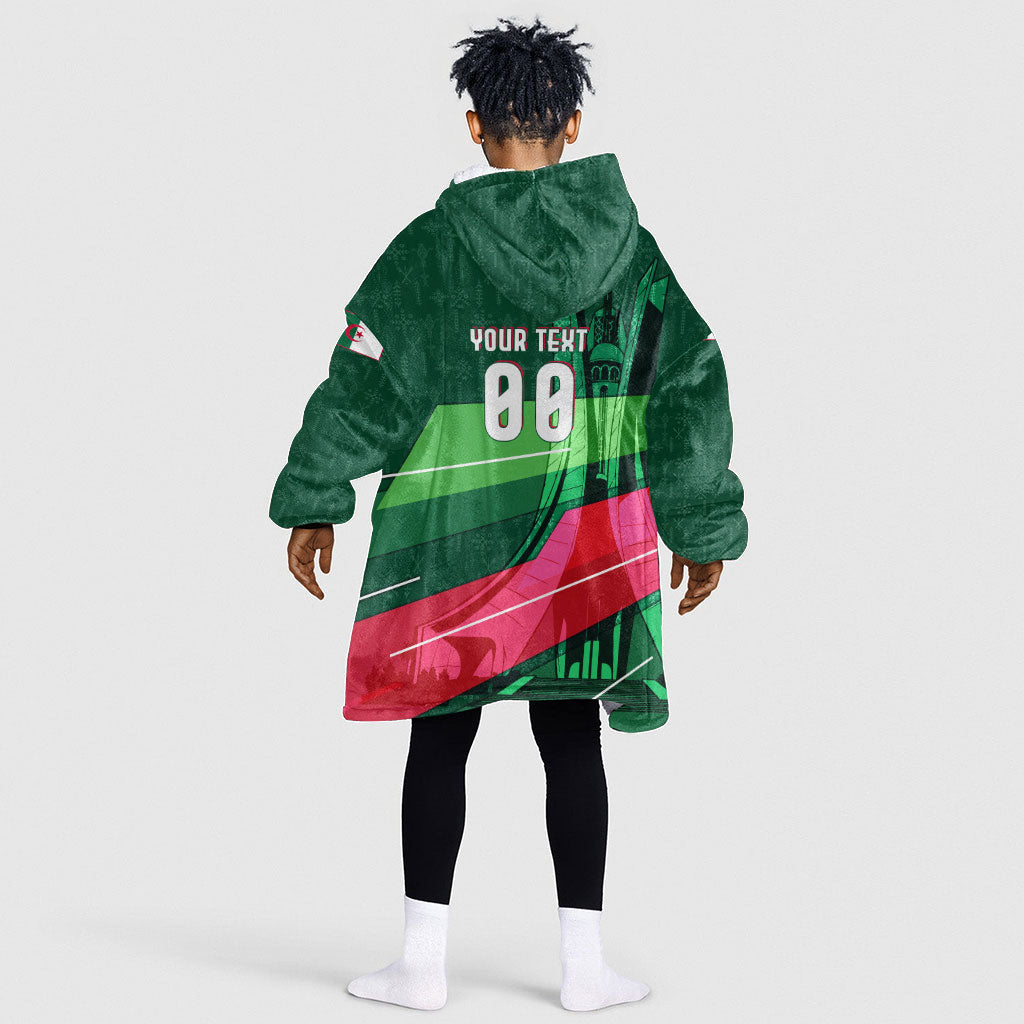 Personalized Algeria Football Champions Kid Wearable Blanket Hoodie Fennec Fox Mascot - Algiers Martyrs Memorial
