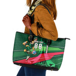Personalized Algeria Football Champions Leather Tote Bag Fennec Fox Mascot - Algiers Martyrs Memorial