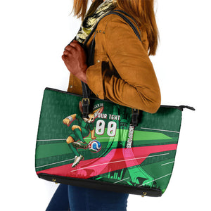 Personalized Algeria Football Champions Leather Tote Bag Fennec Fox Mascot - Algiers Martyrs Memorial
