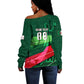 Personalized Algeria Football Champions Off Shoulder Sweater Fennec Fox Mascot - Algiers Martyrs Memorial