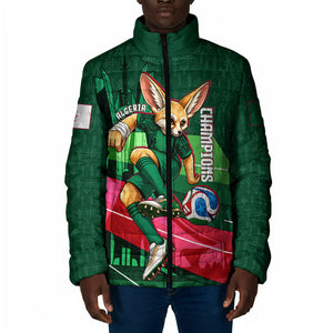 Personalized Algeria Football Champions Padded Jacket Fennec Fox Mascot - Algiers Martyrs Memorial