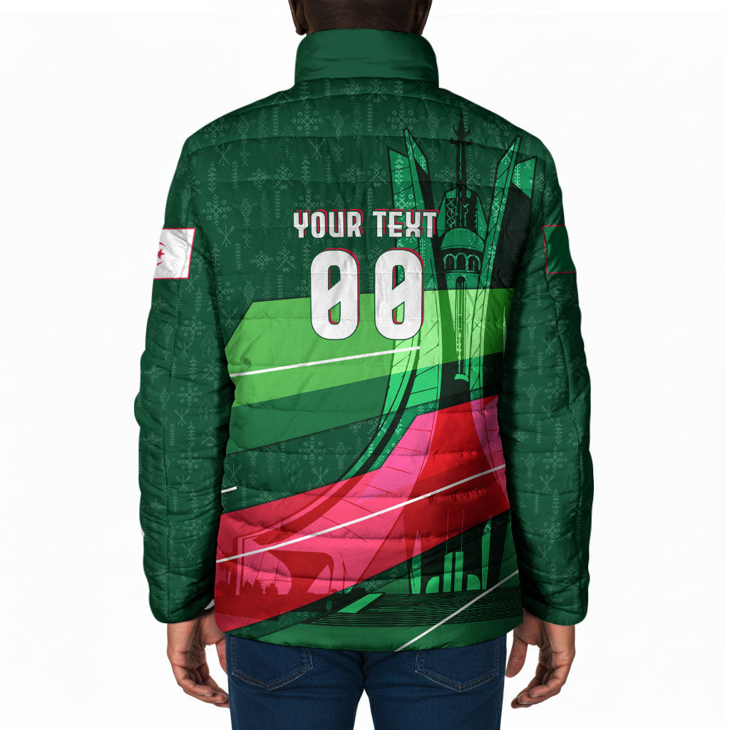 Personalized Algeria Football Champions Padded Jacket Fennec Fox Mascot - Algiers Martyrs Memorial