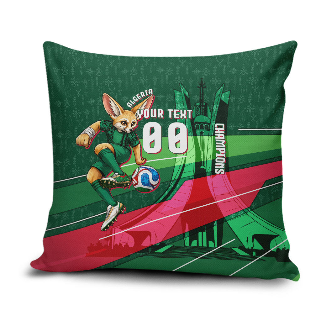 Personalized Algeria Football Champions Pillow Cover Fennec Fox Mascot - Algiers Martyrs Memorial