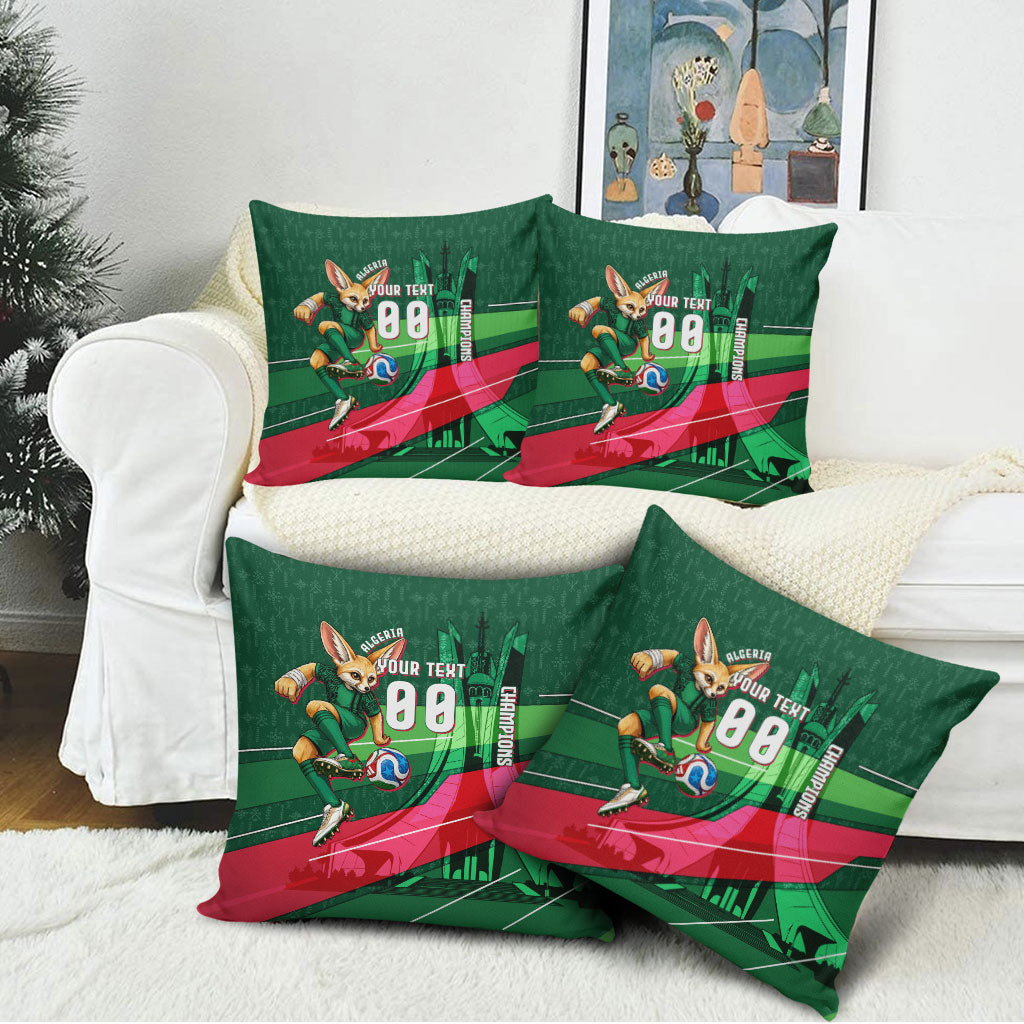 Personalized Algeria Football Champions Pillow Cover Fennec Fox Mascot - Algiers Martyrs Memorial