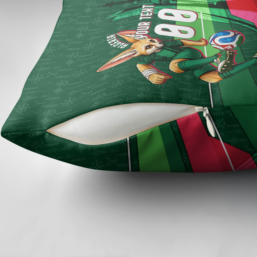 Personalized Algeria Football Champions Pillow Cover Fennec Fox Mascot - Algiers Martyrs Memorial