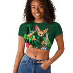 Personalized Algeria Football Champions Raglan Cropped T shirt Fennec Fox Mascot - Algiers Martyrs Memorial
