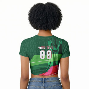 Personalized Algeria Football Champions Raglan Cropped T shirt Fennec Fox Mascot - Algiers Martyrs Memorial