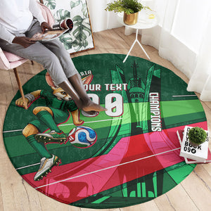 Personalized Algeria Football Champions Round Carpet Fennec Fox Mascot - Algiers Martyrs Memorial