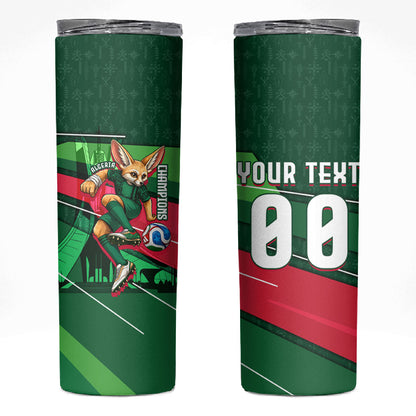 Personalized Algeria Football Champions Skinny Tumbler Fennec Fox Mascot - Algiers Martyrs Memorial