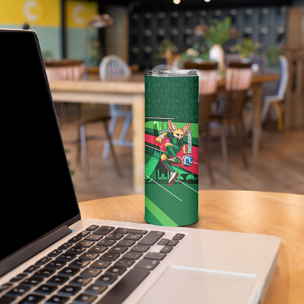 Personalized Algeria Football Champions Skinny Tumbler Fennec Fox Mascot - Algiers Martyrs Memorial