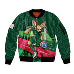 Personalized Algeria Football Champions Sleeve Zip Bomber Jacket Fennec Fox Mascot - Algiers Martyrs Memorial