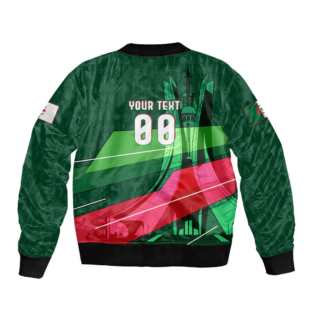 Personalized Algeria Football Champions Sleeve Zip Bomber Jacket Fennec Fox Mascot - Algiers Martyrs Memorial