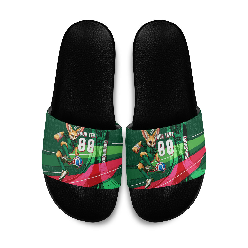 Personalized Algeria Football Champions Slide Sandals Fennec Fox Mascot - Algiers Martyrs Memorial