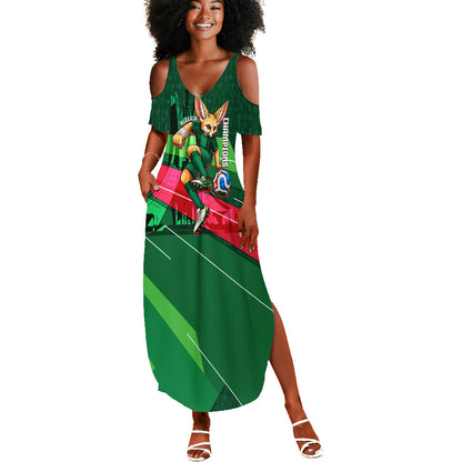 Personalized Algeria Football Champions Summer Maxi Dress Fennec Fox Mascot - Algiers Martyrs Memorial
