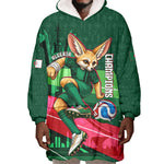 Personalized Algeria Football Champions Wearable Blanket Hoodie Fennec Fox Mascot - Algiers Martyrs Memorial