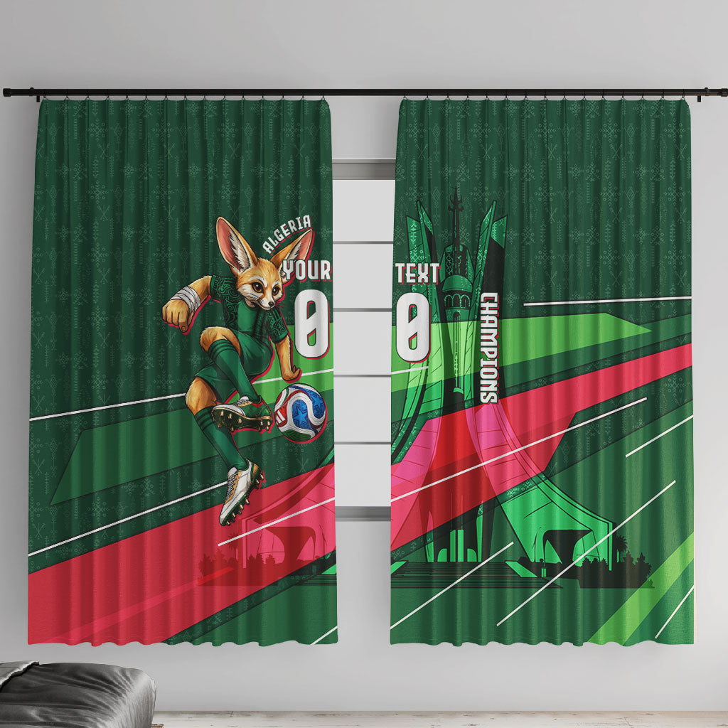 Personalized Algeria Football Champions Window Curtain Fennec Fox Mascot - Algiers Martyrs Memorial